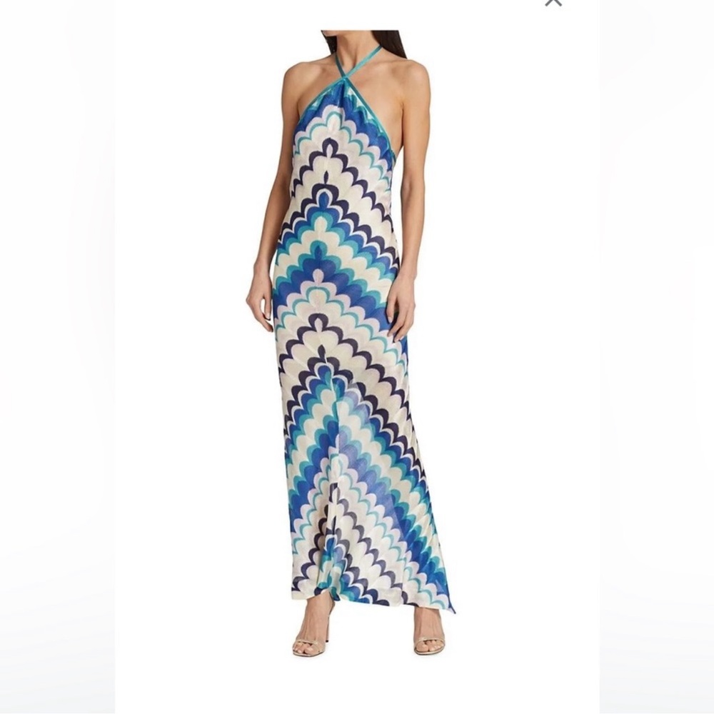 Alexis Celestine Printed Halter Maxi Dress in Blue Wave